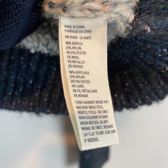 American Eagle Metallic Wool Sweater Zipper Cardigan Jacket Knit Navy White M - Picture 10 of 10